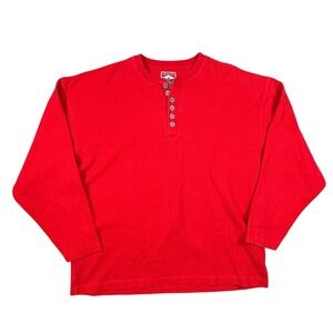 Vintage Marlboro Unlimited Red Ribbed Henley Shirt Mens XL Long Sleeve Cotton